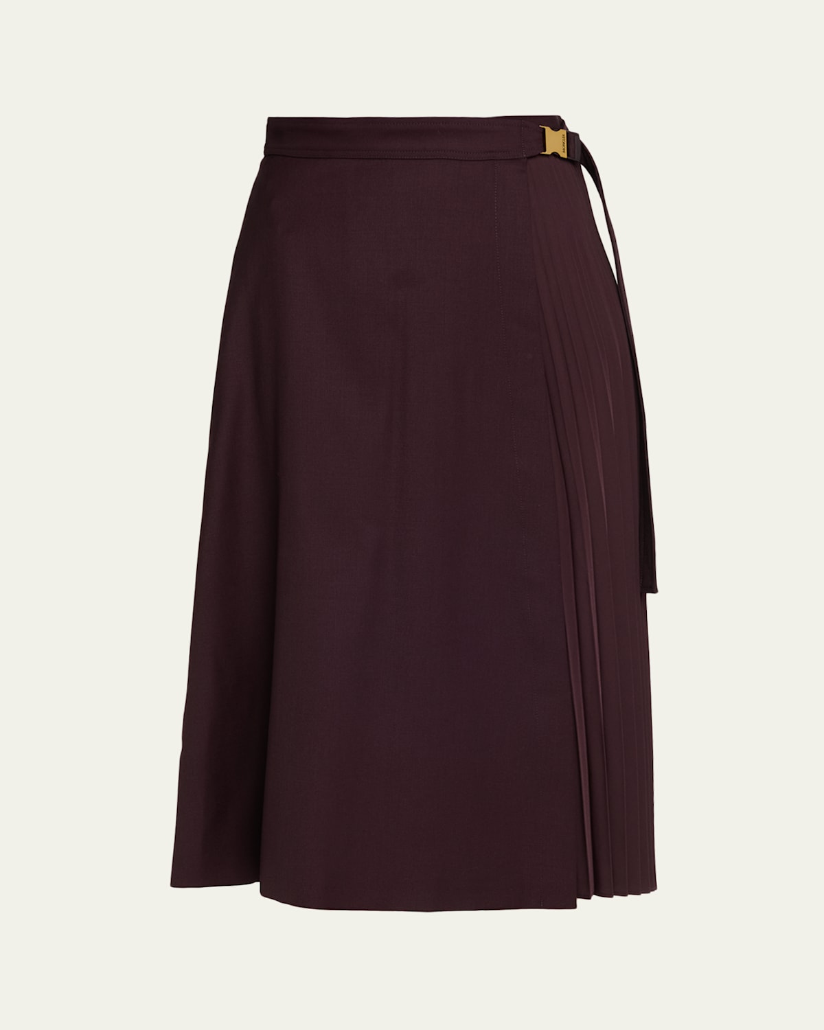 Moncler Pleated Midi Wrap Skirt In Burgundy