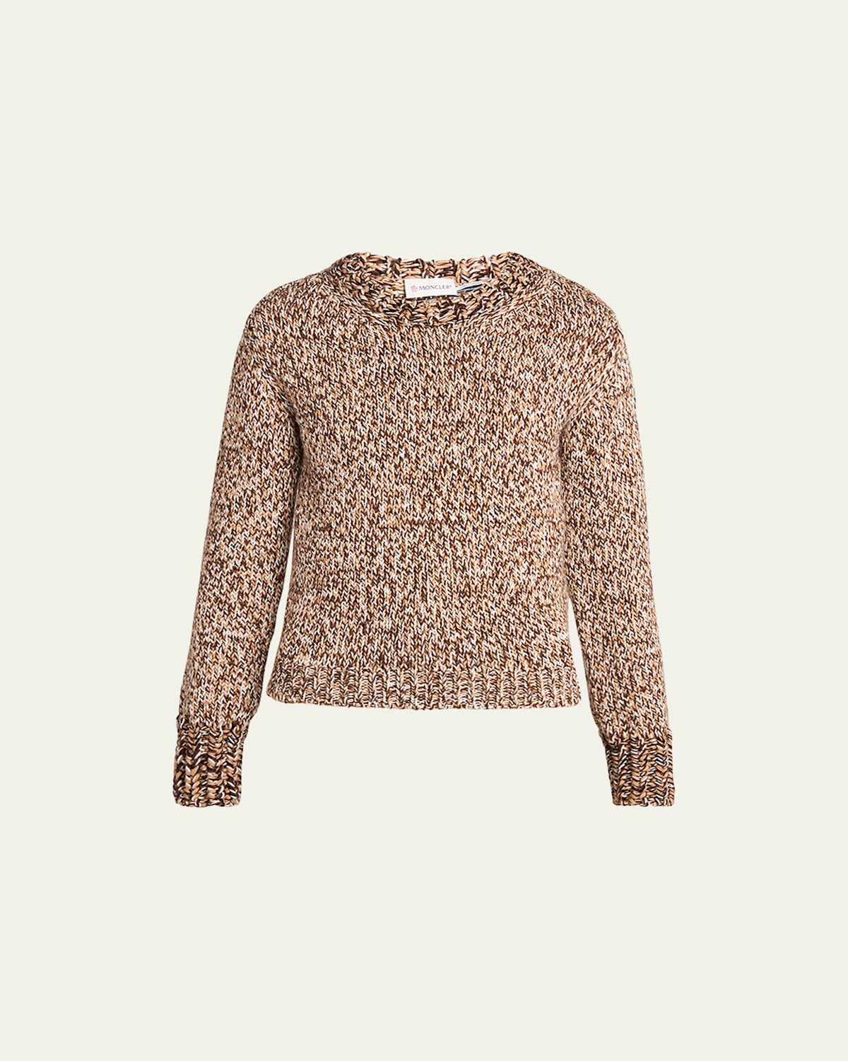 Moncler Marled Wool Crewneck Sweater In Brown