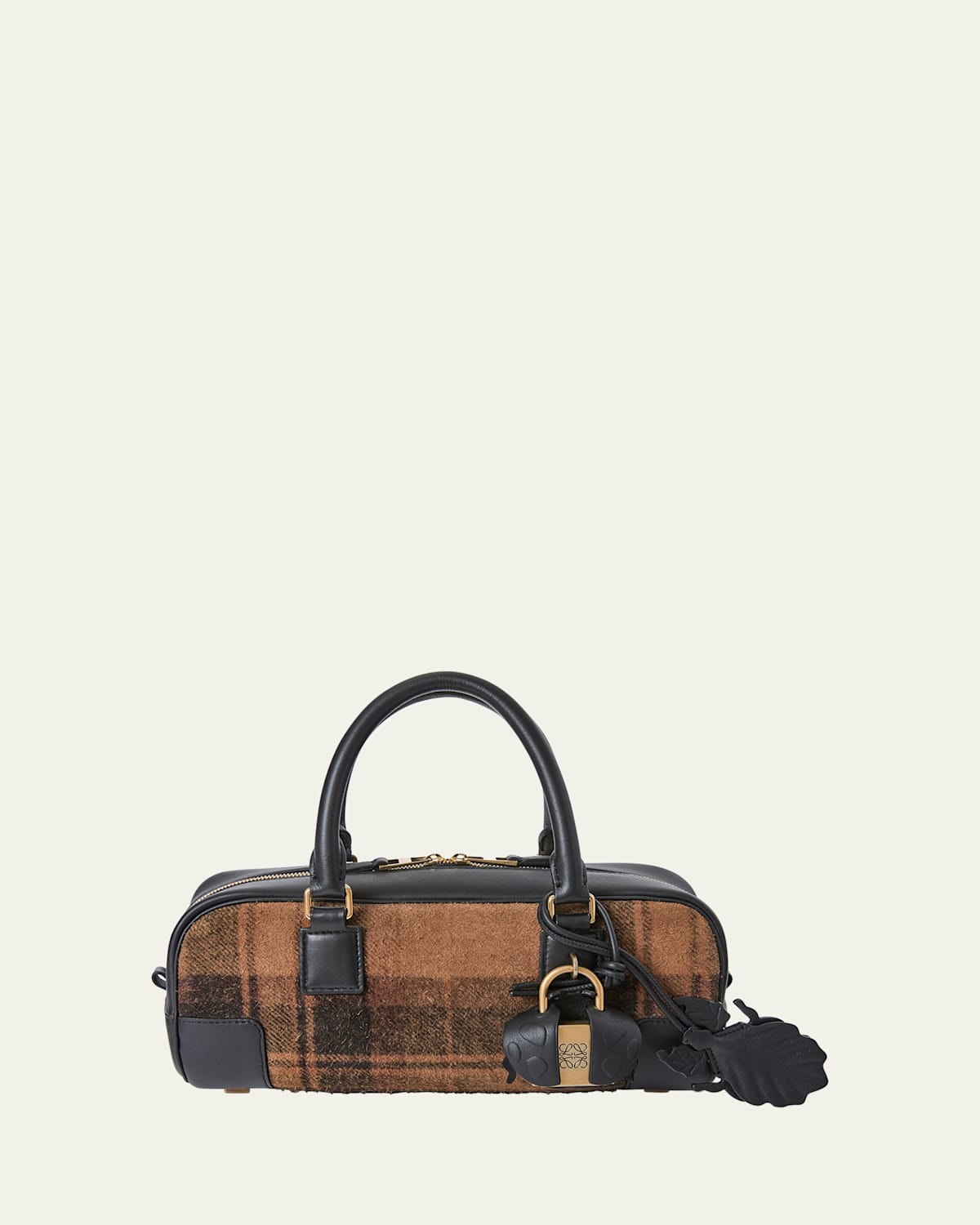 Loewe Amazona 23 Top-handle Bag In Tartan Suede In Brown