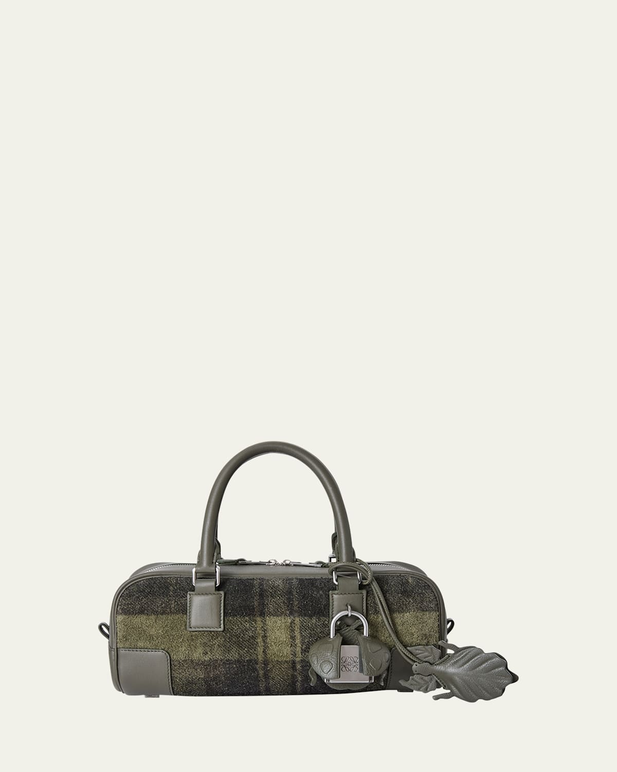 Loewe Amazona 23 Top-handle Bag In Tartan Suede In Gray