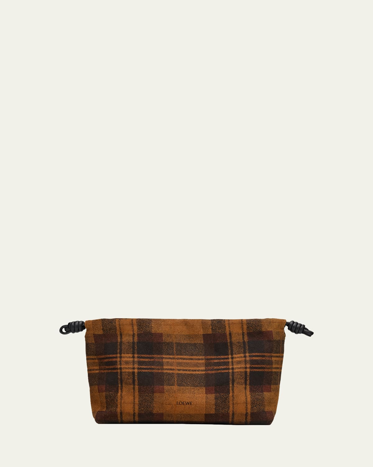 Loewe Flamenco Shoulder Bag In Plaid Calfskin Suede In Brown