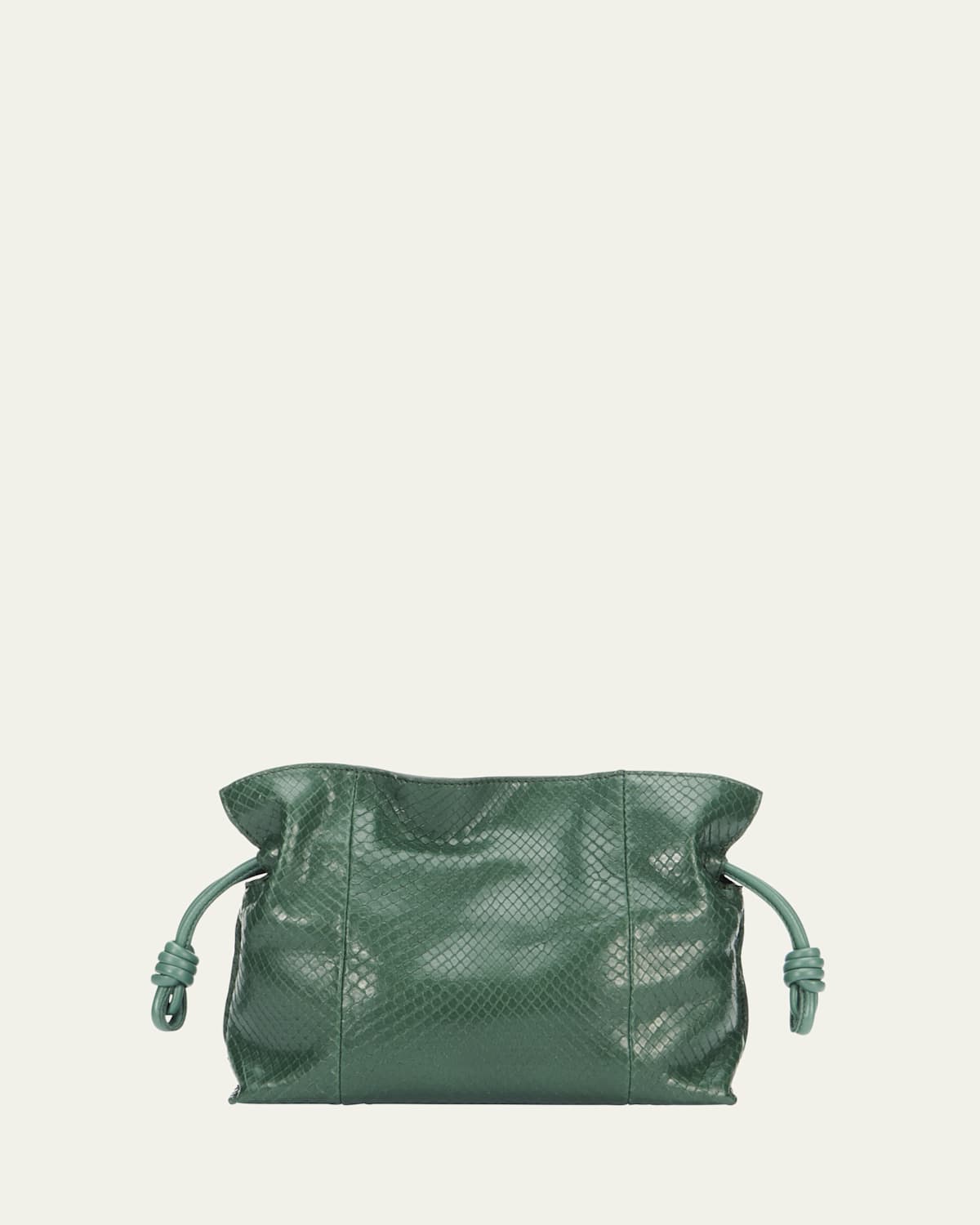 Loewe Flamenco Mini Clutch Bag In Python In Green