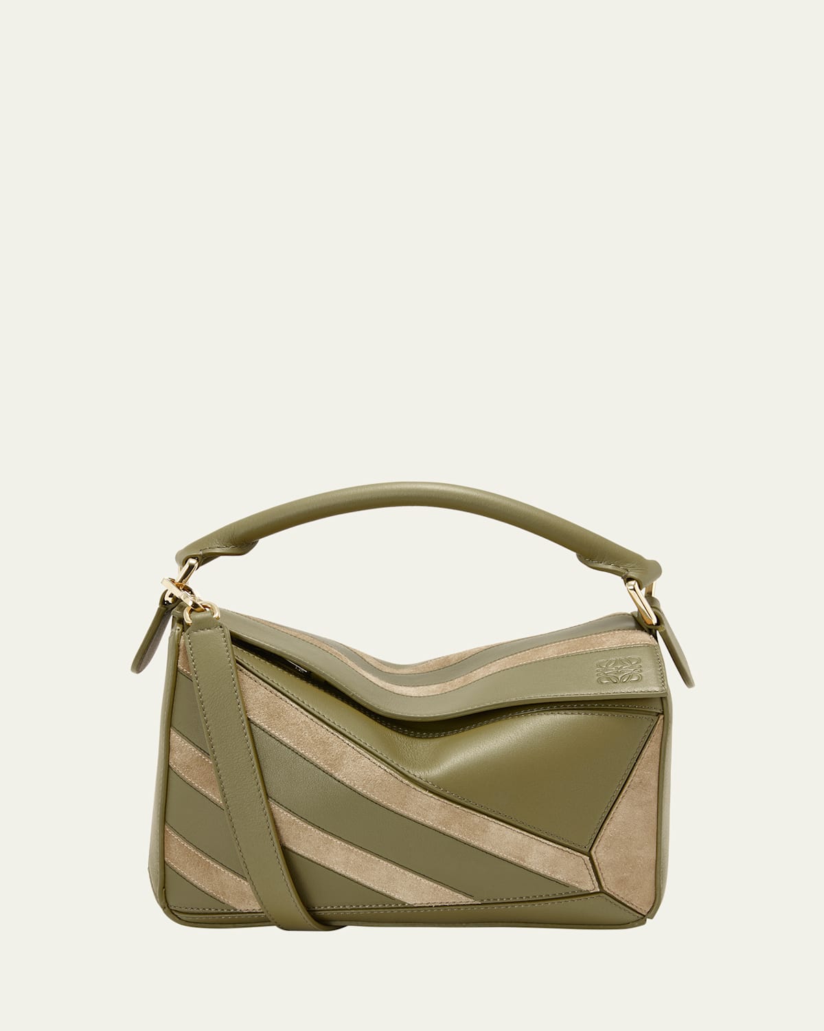 Loewe Puzzle Top-handle Bag In Striped Leather