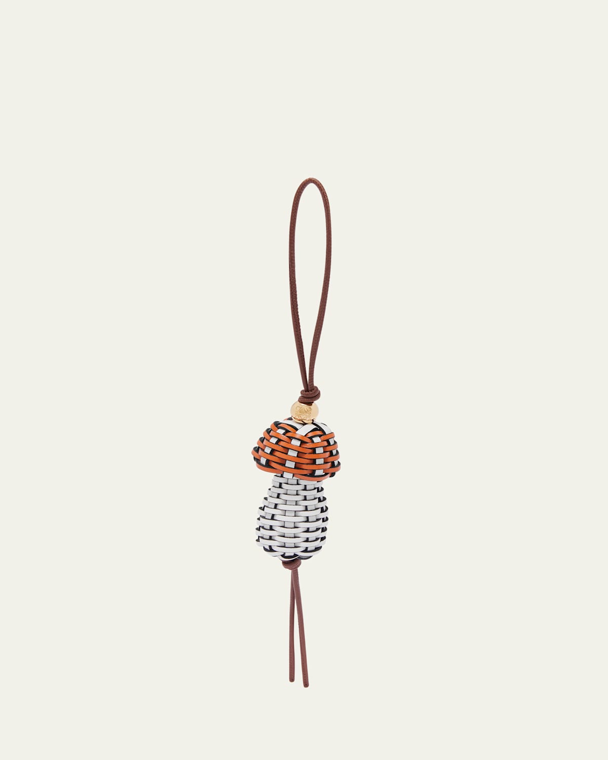 Loewe Mushroom Bag Charm In Woven Leather