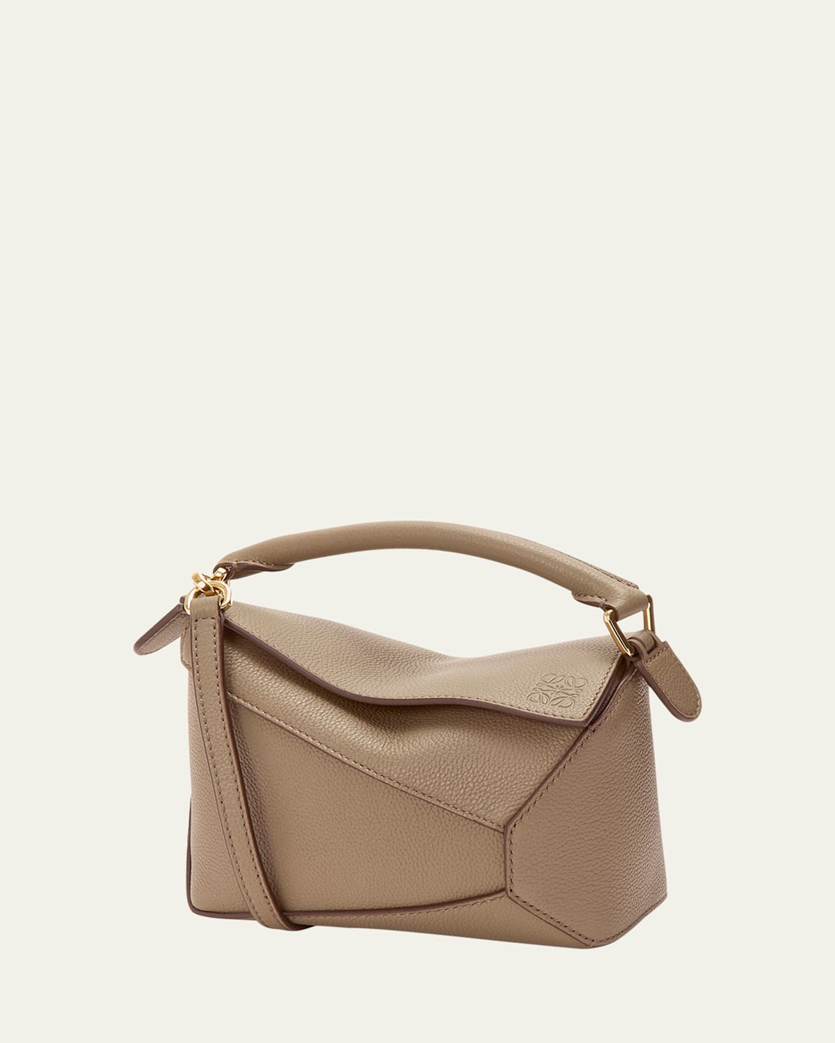 Loewe Puzzle Edge Mini Top-handle Bag In Grain Leather In Brown