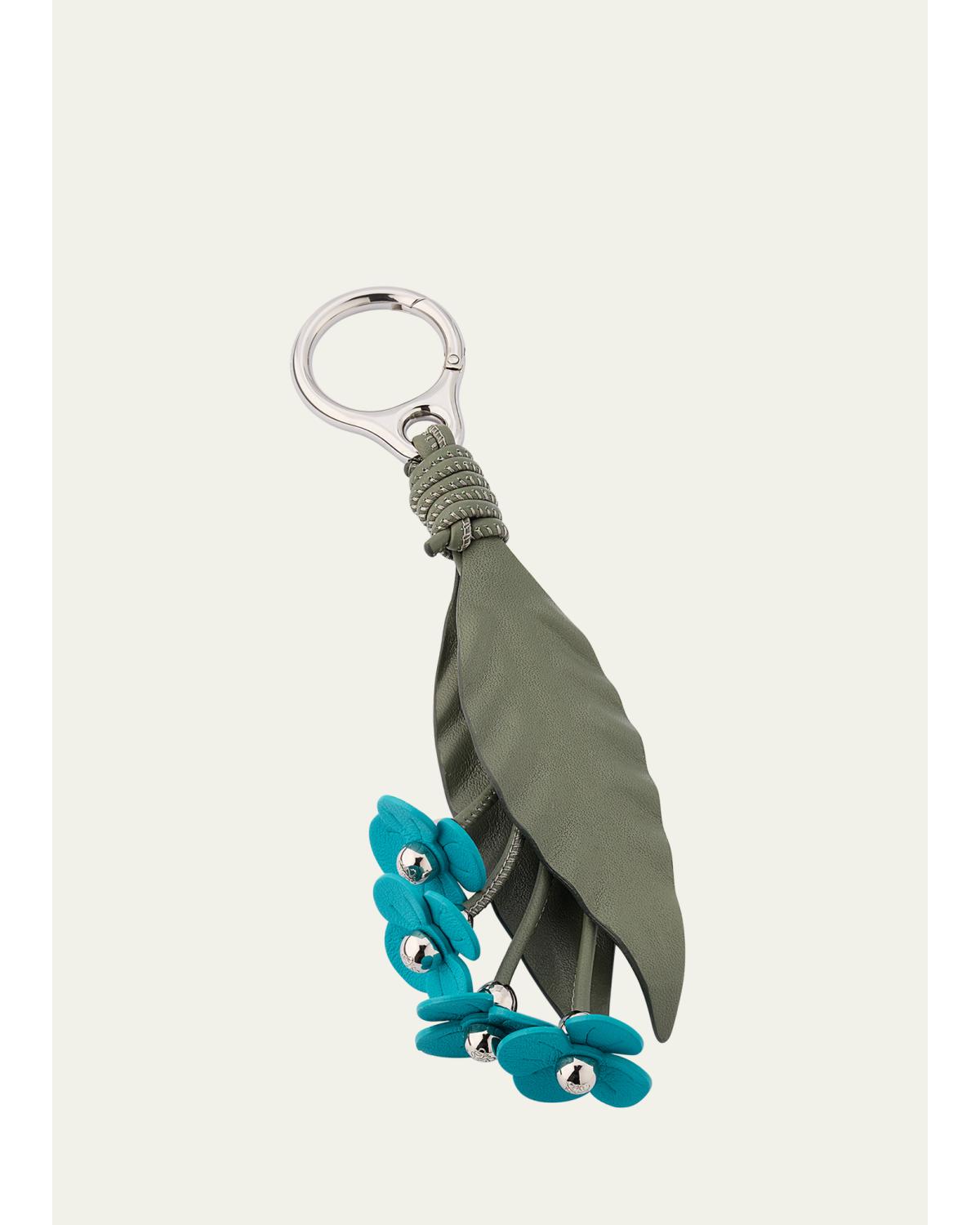 Strawberry Flower Bag Charm in Calfskin Leather