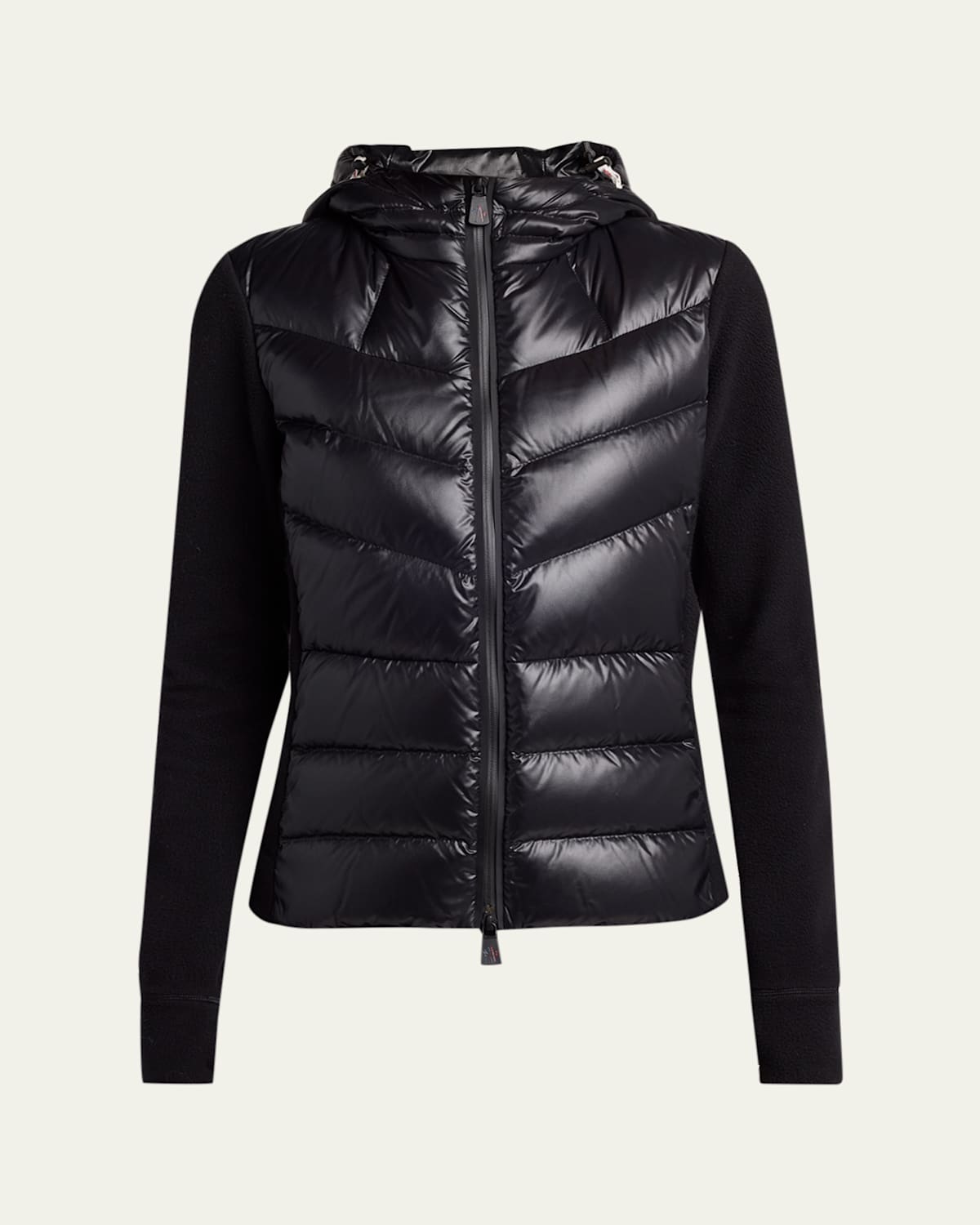 Moncler Padded Down Zip-up Hoodie Cardigan In Black