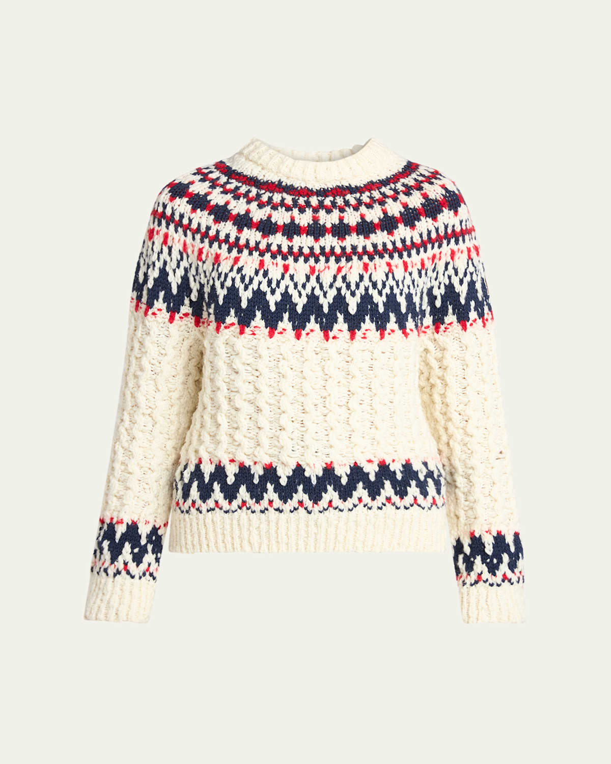 Moncler Cable-knit Fairisle Sweater In White