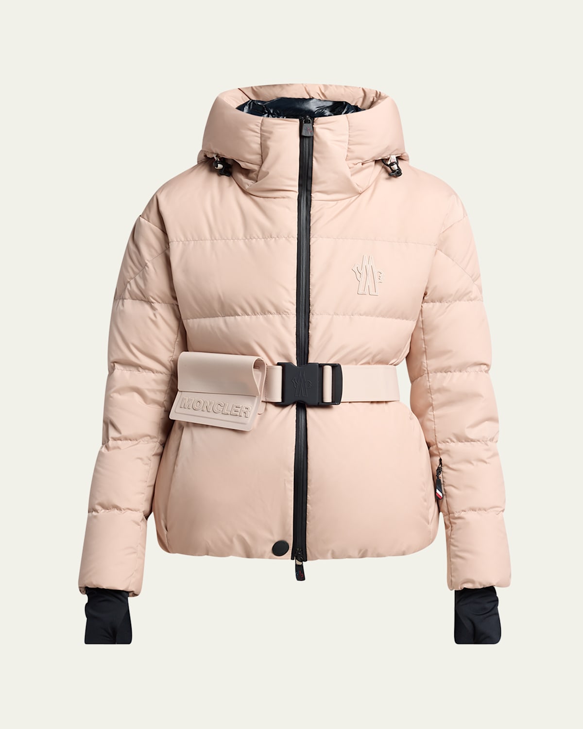 Moncler Grenoble Buckled Waist Padded Jacket In Pink