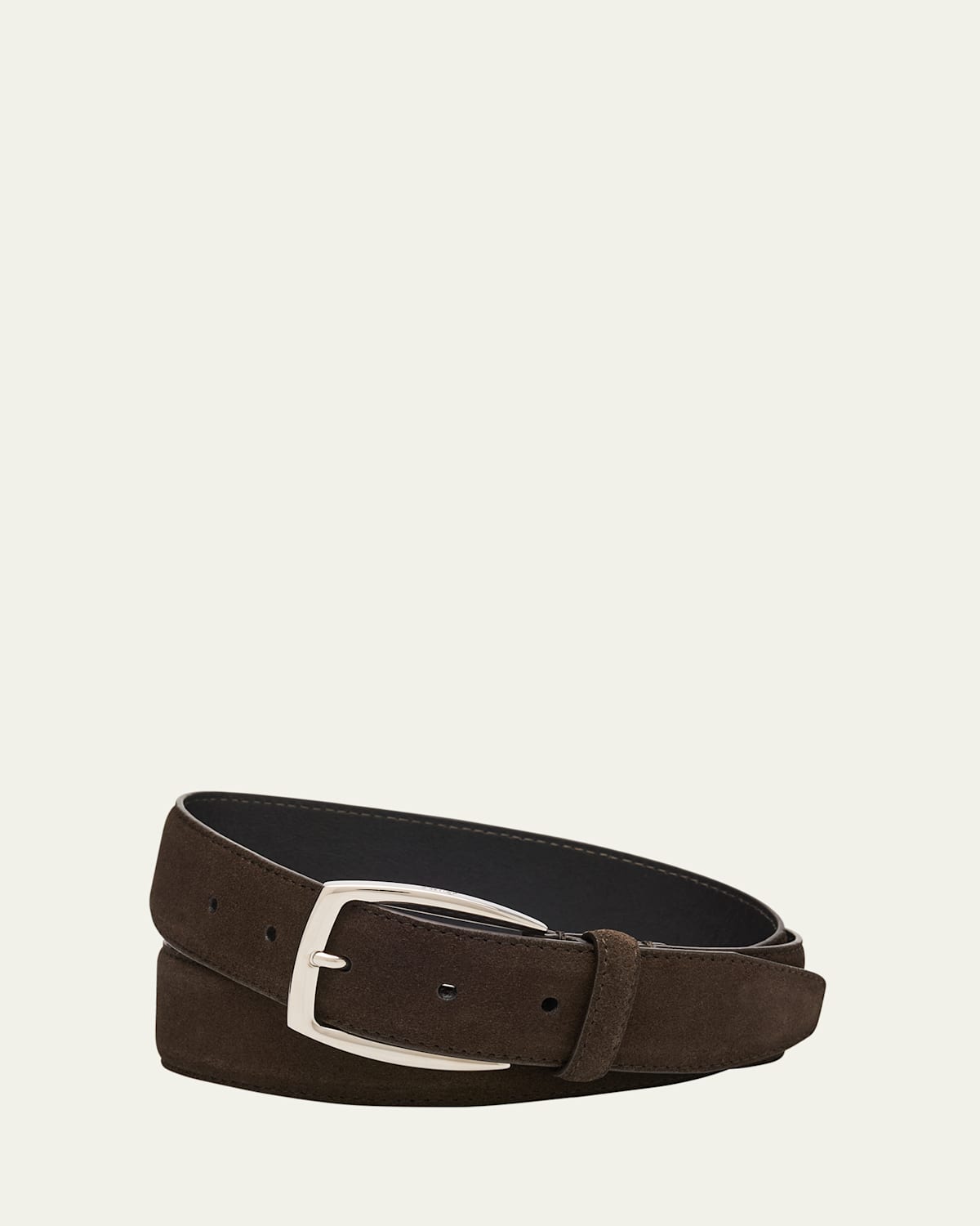 Men's Square-Buckle Suede Belt