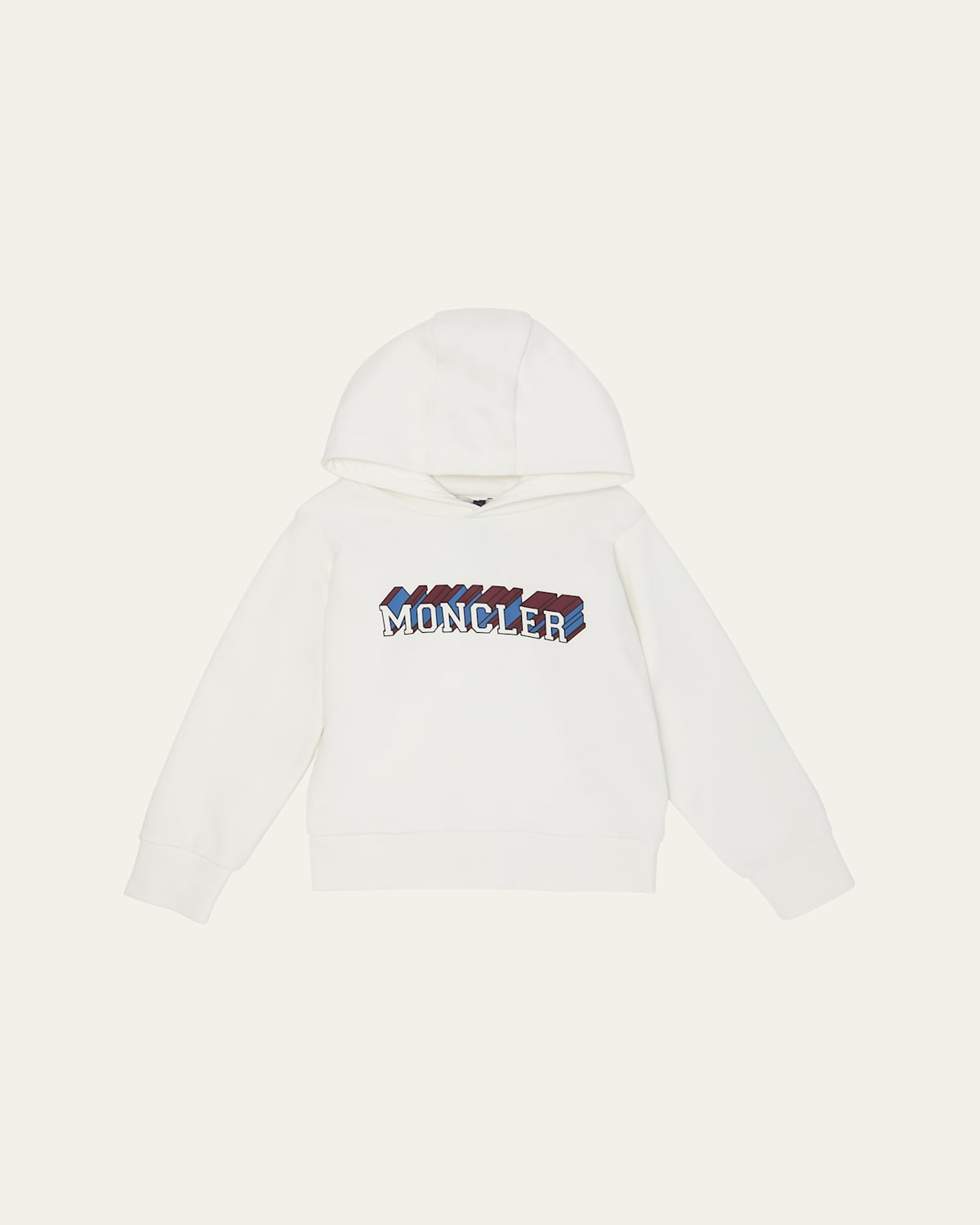 Moncler Kids' Boy's 3d Logo-print Cotton Hoodie In White