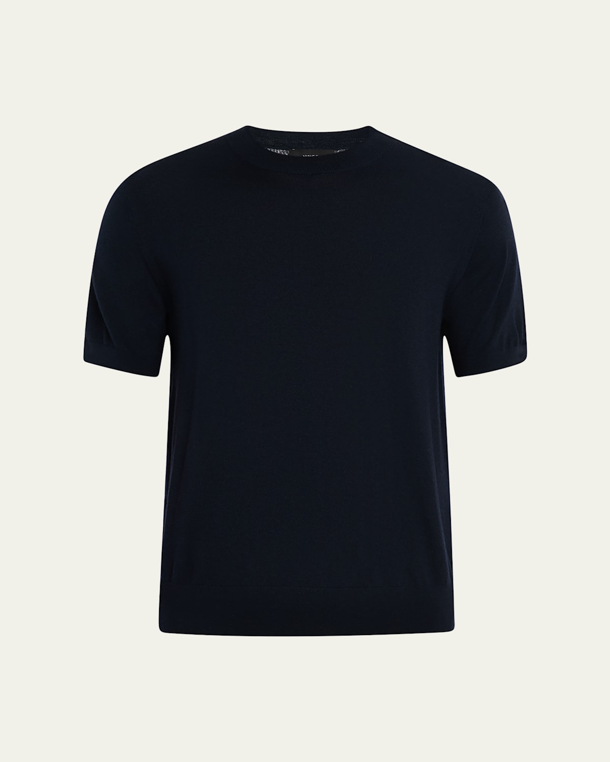 Vince Men's Featherweight Wool-cashmere Short-sleeve Crewneck Sweater In Blue