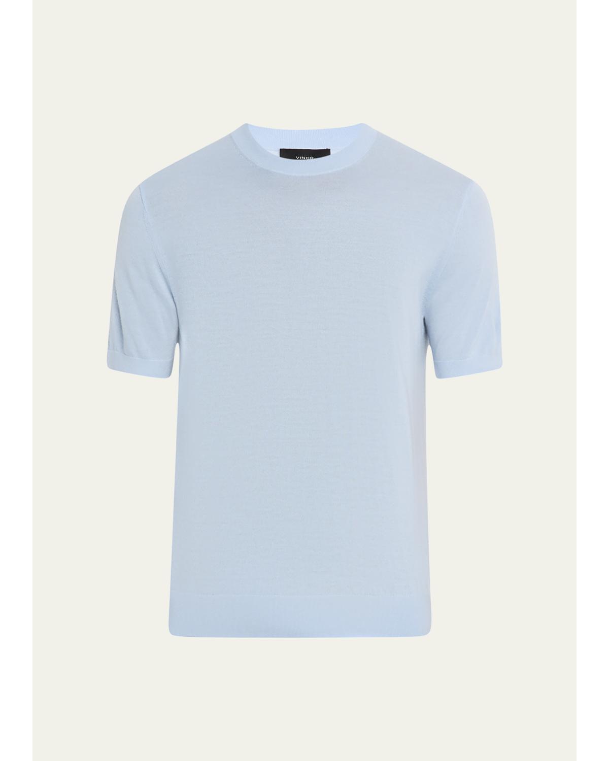 Men'S Featherweight Wool-Cashmere Short-Sleeve Crewneck Sweater