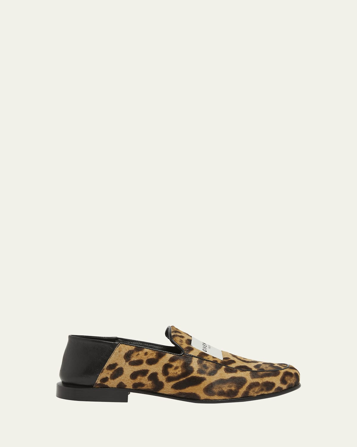 Givenchy Leopard Calf Hair And Leather Label Loafers In Brown
