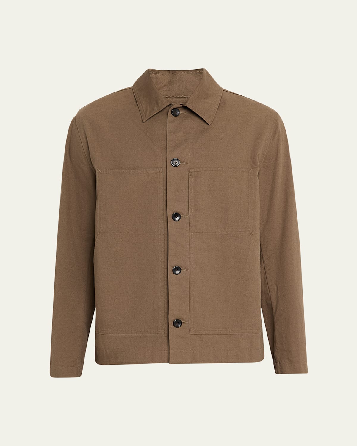 Vince Men's Cotton-linen Utility Chore Jacket In Brown