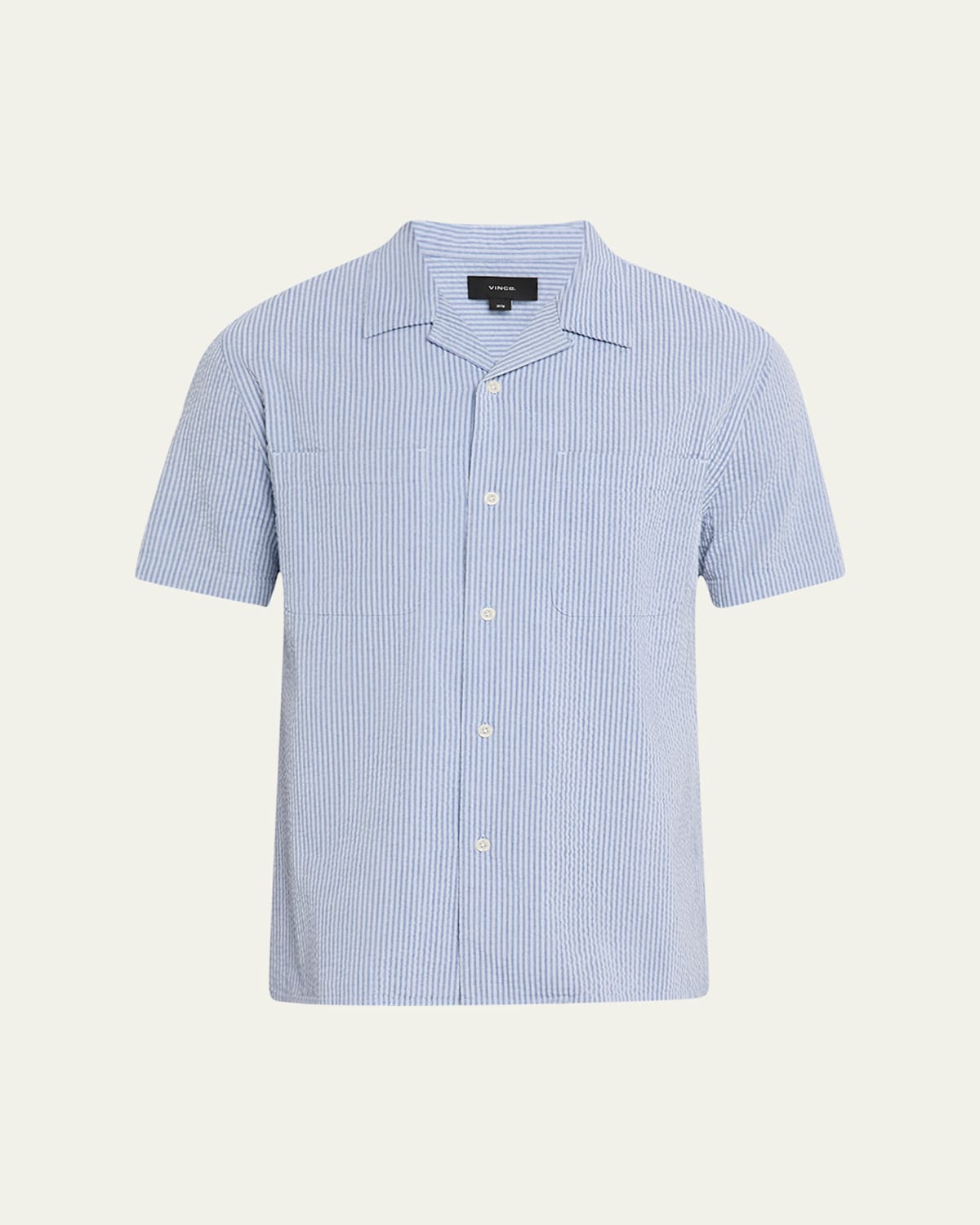 Men's Italian Cotton Seersucker Short-Sleeve Shirt