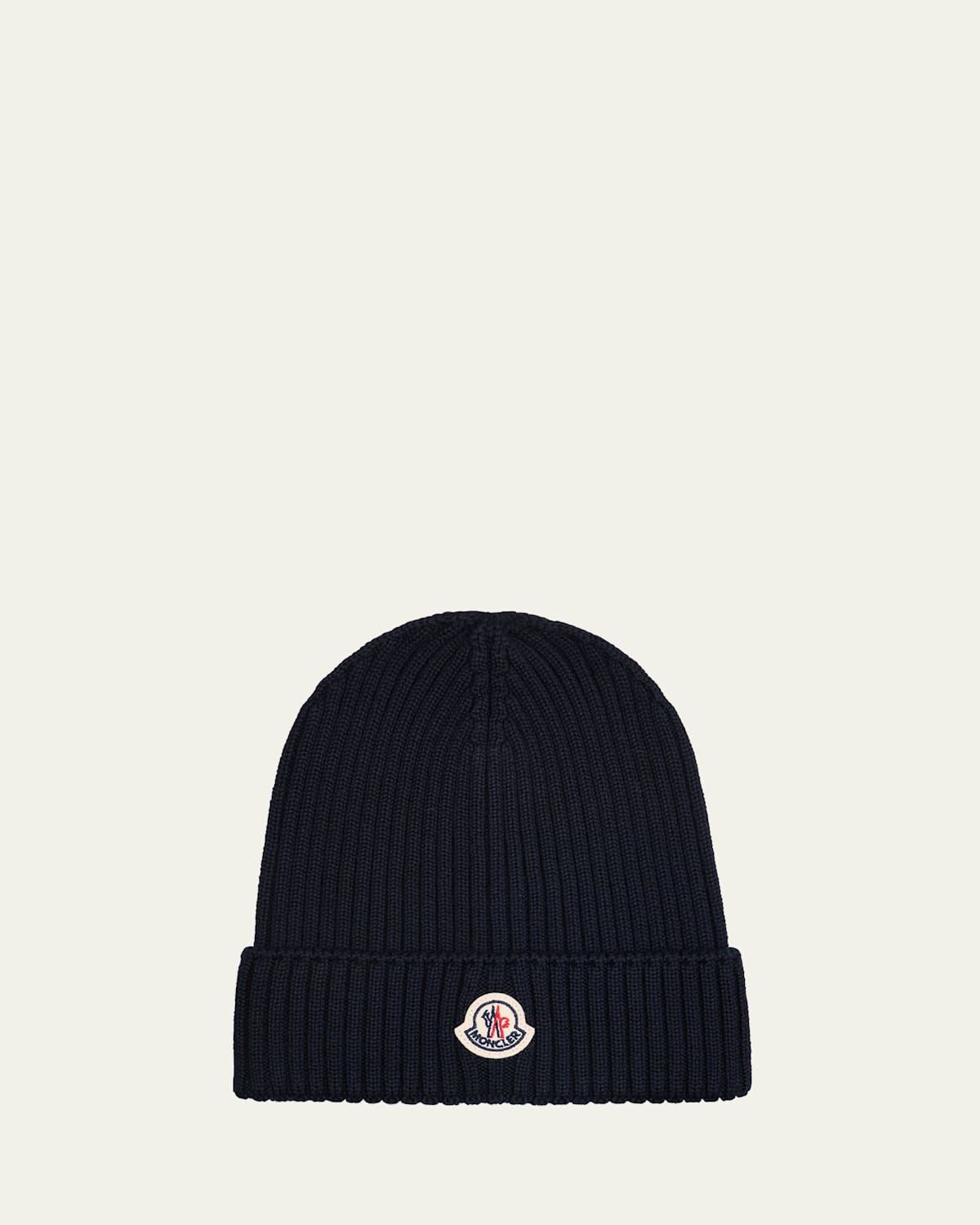 Moncler Boy's Logo Ribbed Wool Beanie In Black