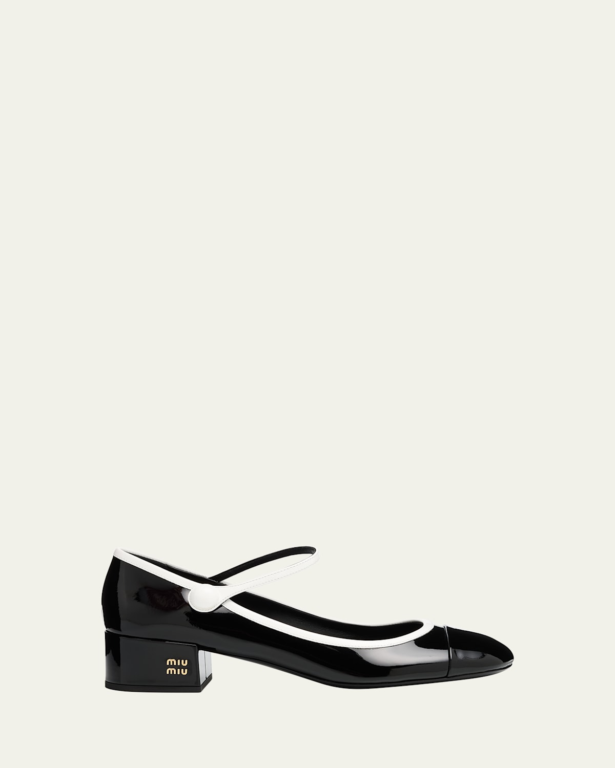 Miu Miu Bicolor Patent Leather Block-heel Mary Jane Pumps In Multi