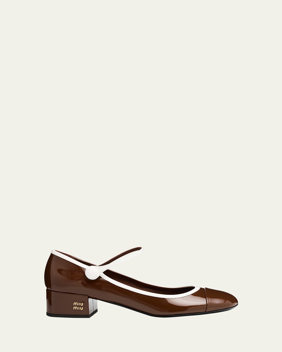 Miu Miu Bicolor Patent Leather Block-heel Mary Jane Pumps