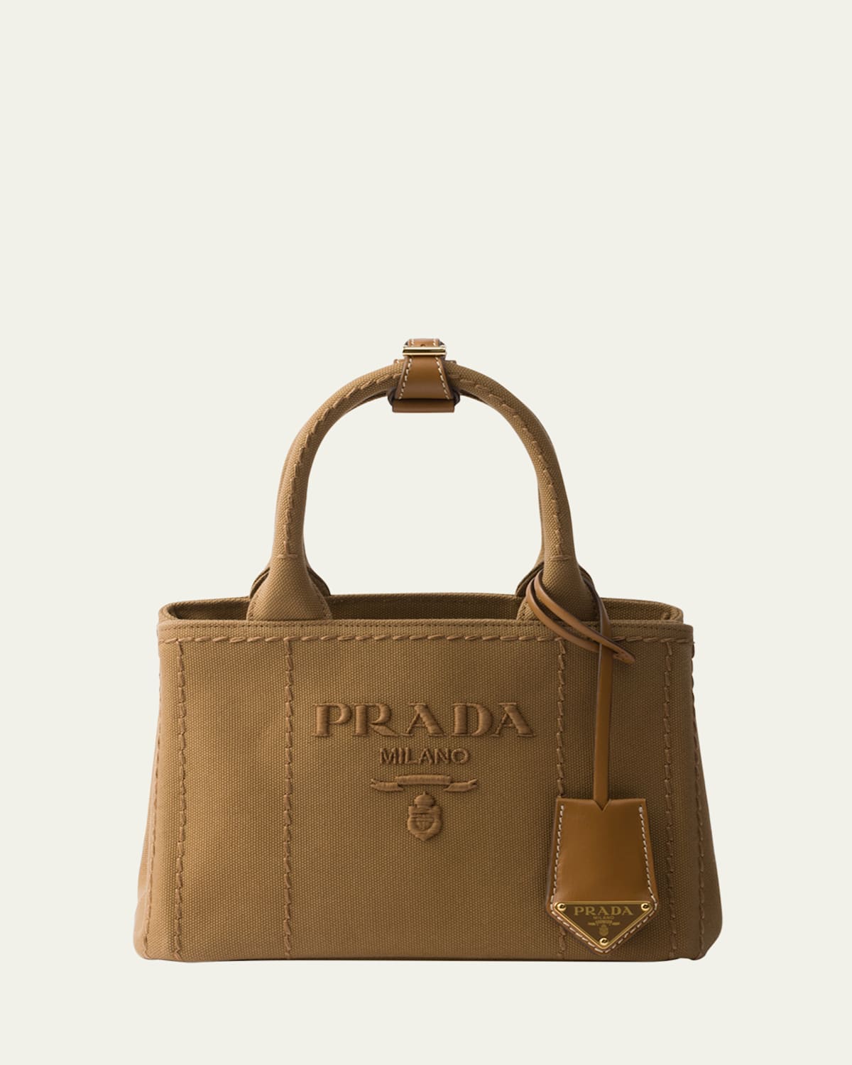 Prada Giardiniera Canvas Tote Bag In Brown