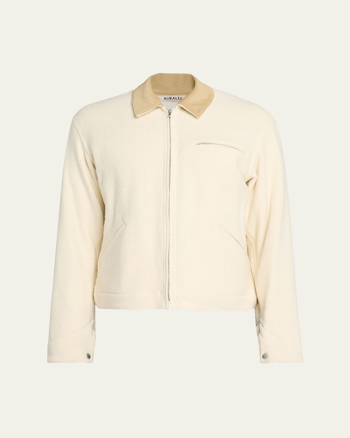 Auralee Men's Blouson Tweed Zip Jacket In White