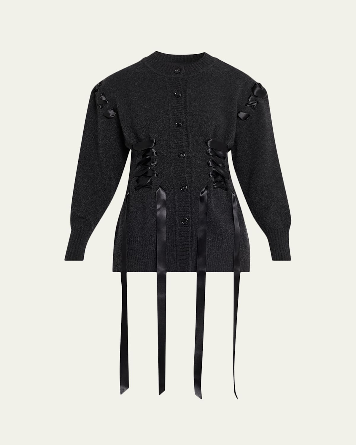 Simone Rocha Sculpted Ribbon Corset Cardigan In Black