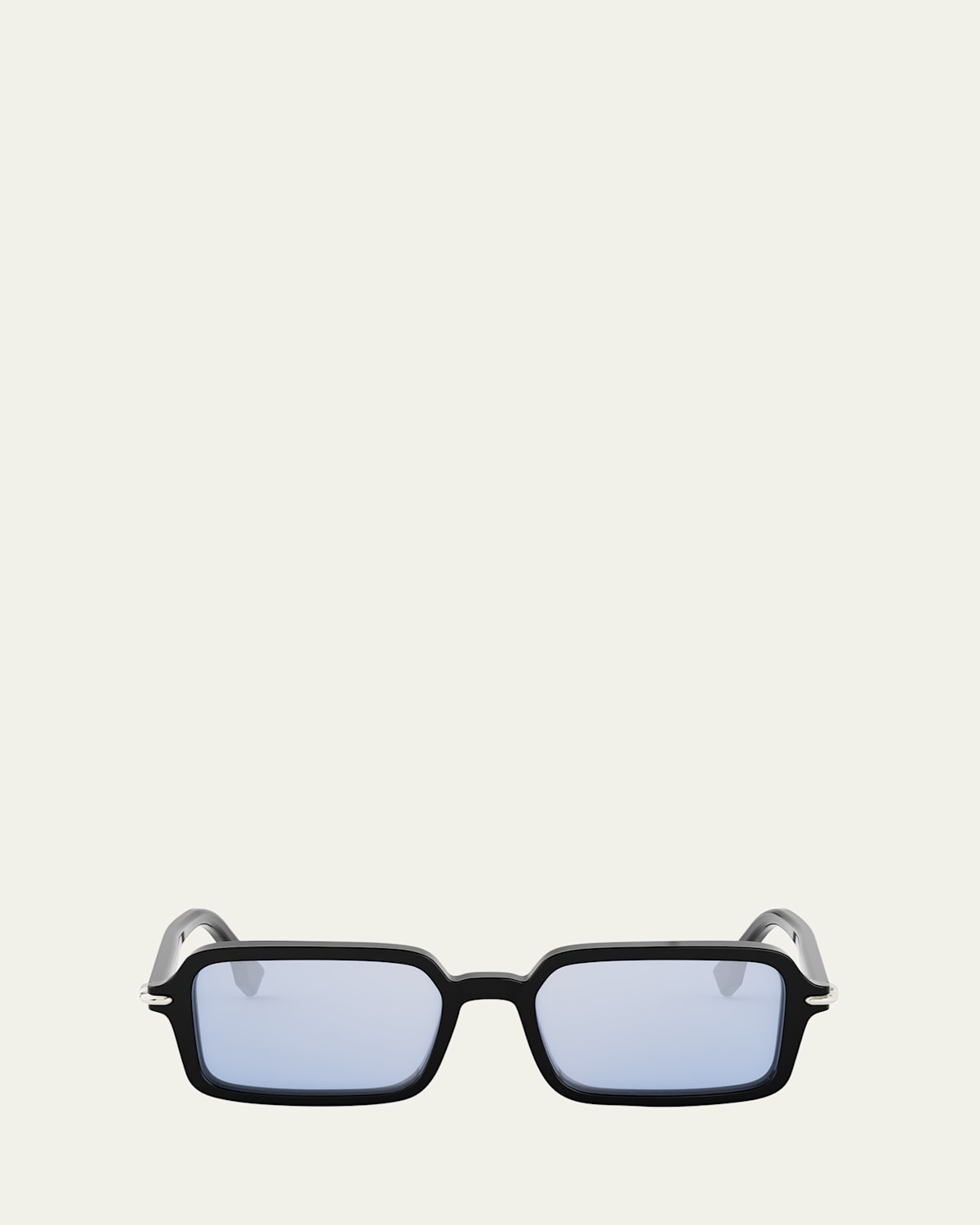 Fendi Men's Selleria Acetate And Nylon Rectangle Sunglasses In Black