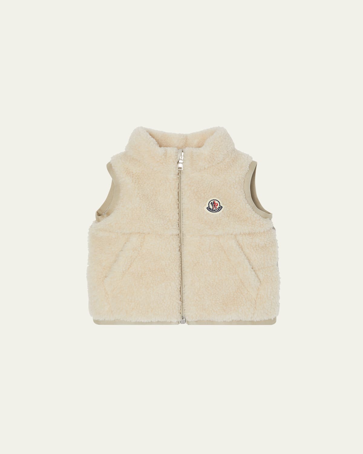 Moncler Kids' Boy's Ernst Sherpa Down Vest In Neutral