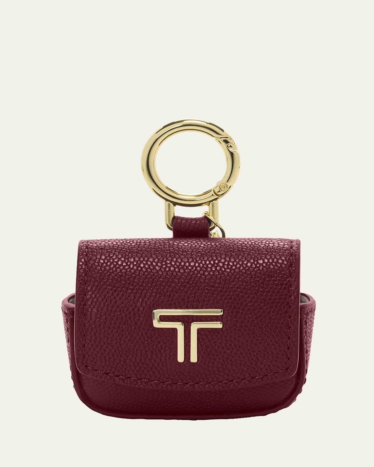 Tumi Leather Earbud Charm Case In Burgundy
