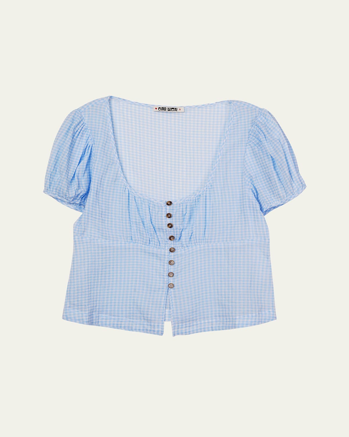 Risi Gingham Button-Front Top