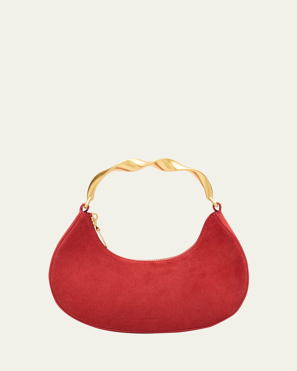 Nixi Suede Twist Top-Handle Bag