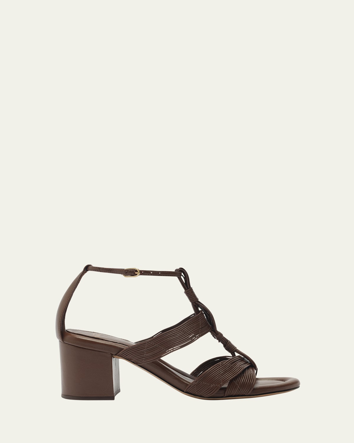 Alexandre Birman Olga Leather Block-Heel Strappy Sandals