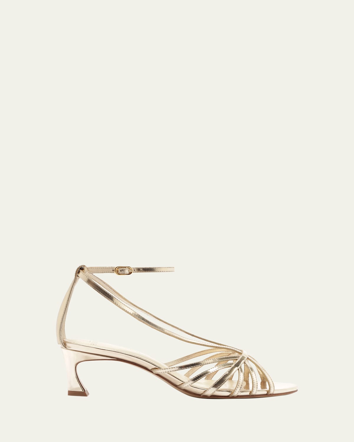 Alexandre Birman Fran Metallic Leather Caged Stiletto Sandals