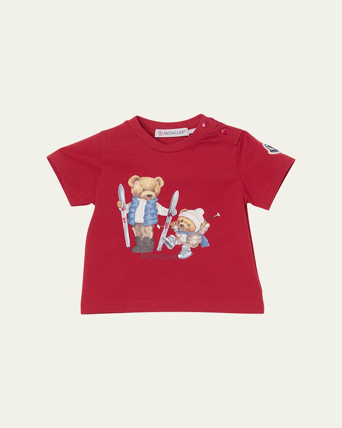 Moncler Kids' Boy's Bear Graphic-print Short-sleeve T-shirt In Red
