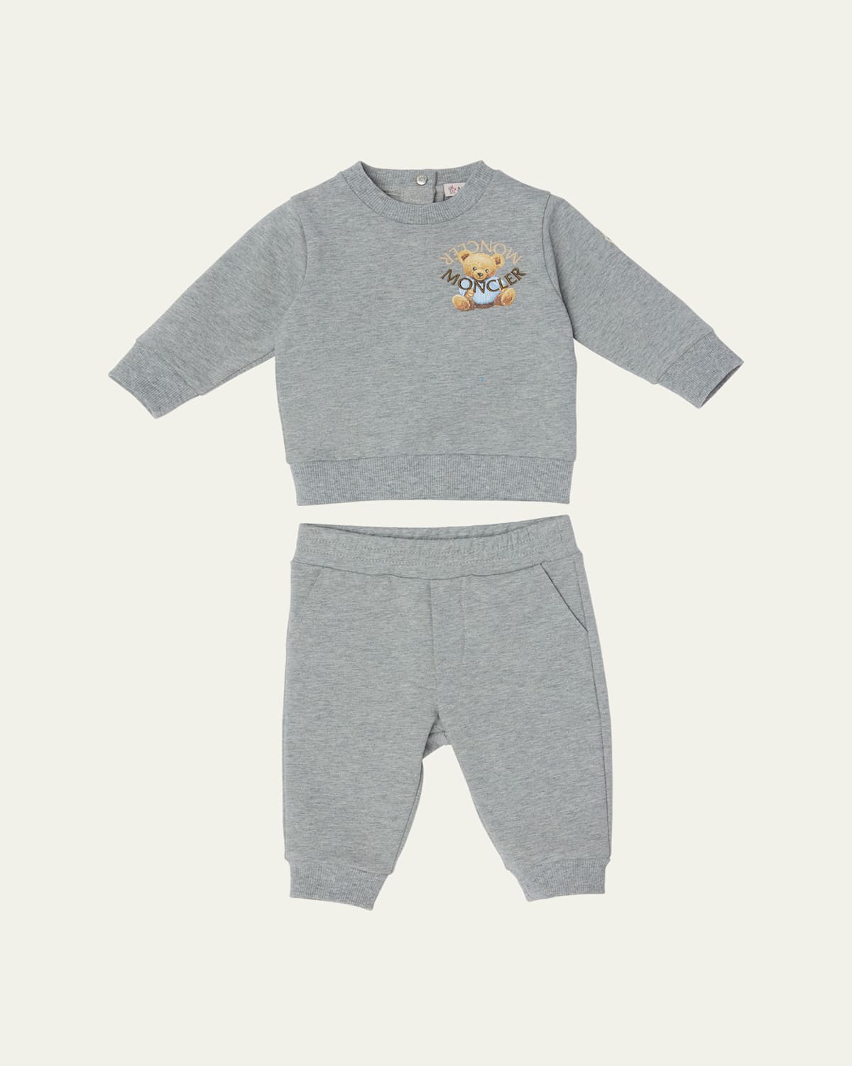 Moncler Boy's Teddy Bear Logo Sweatshirt & Sweatpants In Gray