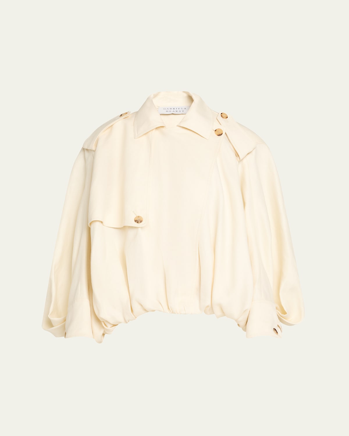 Gabriela Hearst Hunt Oversized Trench Jacket In Ivory Textured Linen
