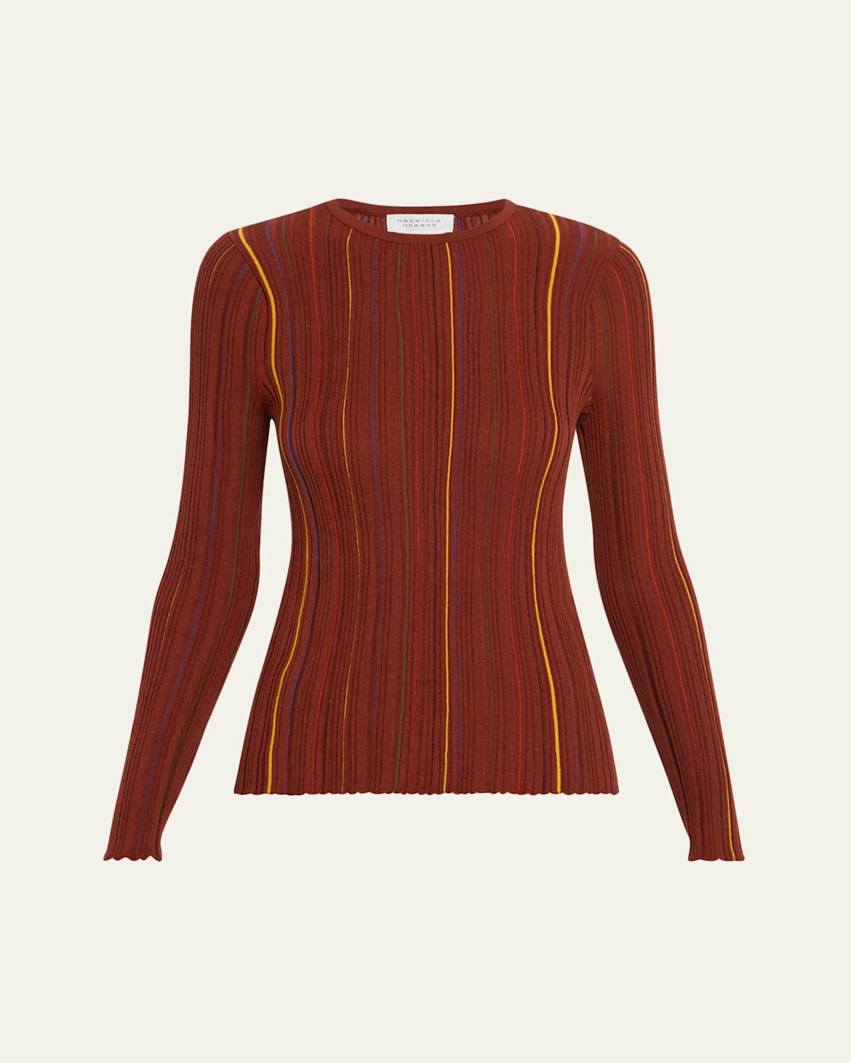 Gabriela Hearst Augie Striped Crewneck Sweater In Brown