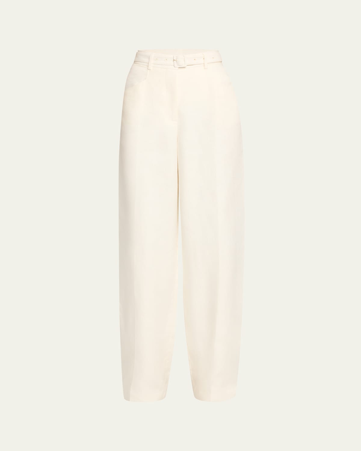 Gabriela Hearst Norman Belted Silk And Wool-blend Wide-leg Pants In White