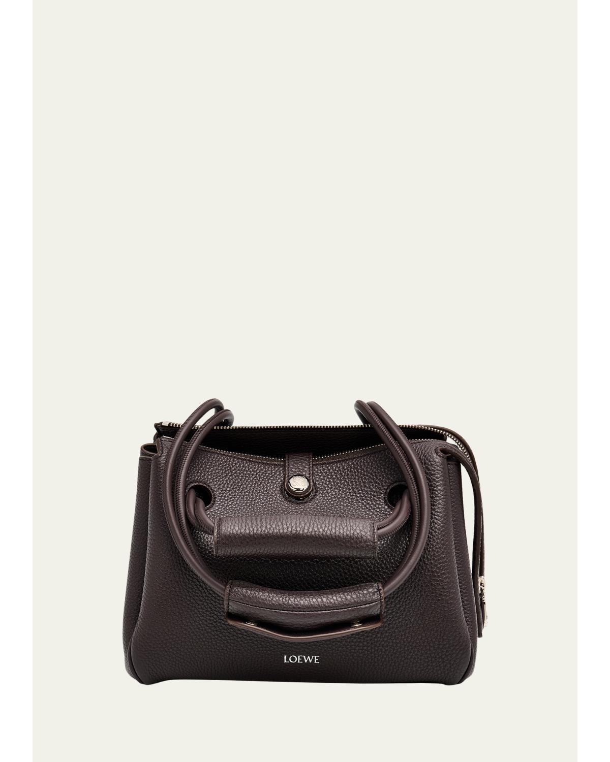 Madrid Small Trapeze Shoulder Bag in Grain Leather