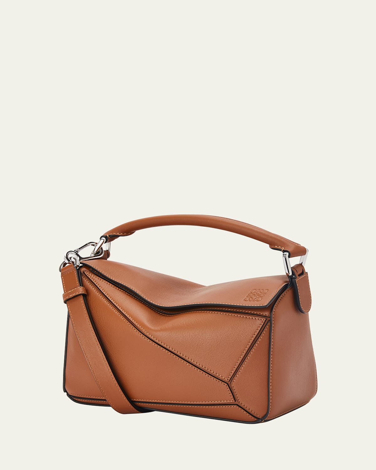 Loewe Puzzle Edge Small Shoulder Bag In Calfskin Leather In Brown