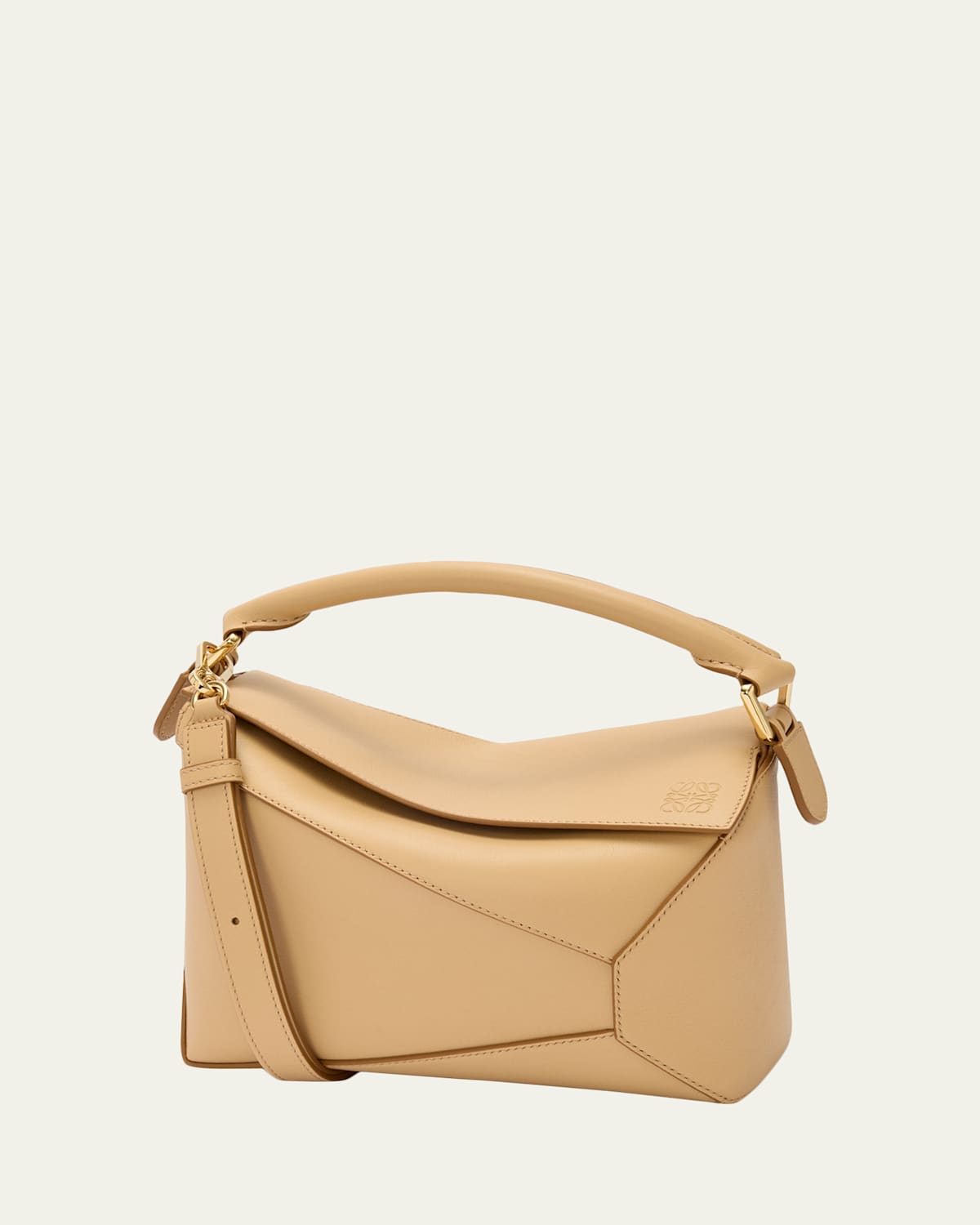 Loewe Puzzle Edge Small Shoulder Bag In Calfskin Leather In Sand