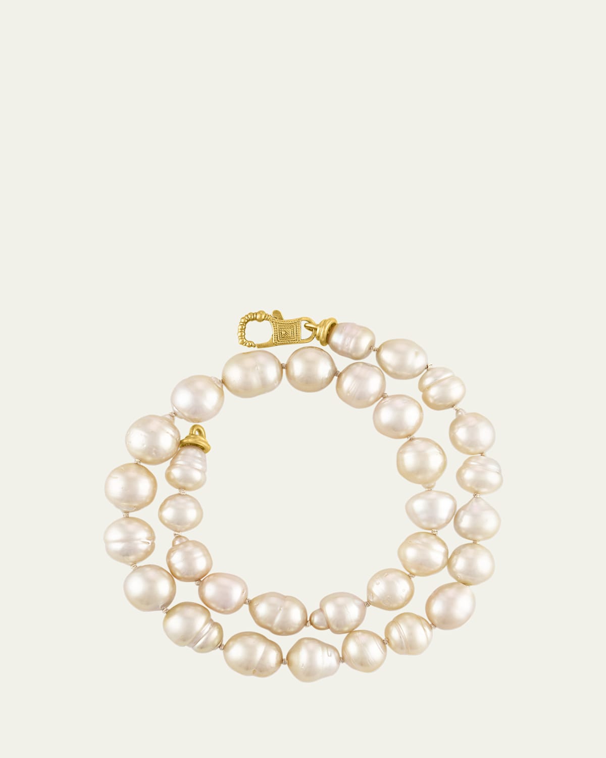 Golden South Sea Pearl Strand Necklace with Large Fibula Clasp