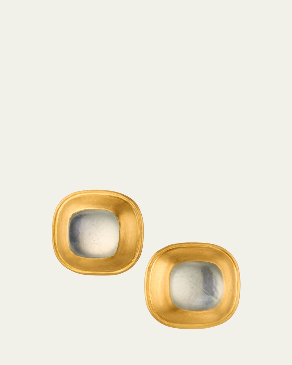 Mango Moonstone Cushion Capsa Stud Earrings