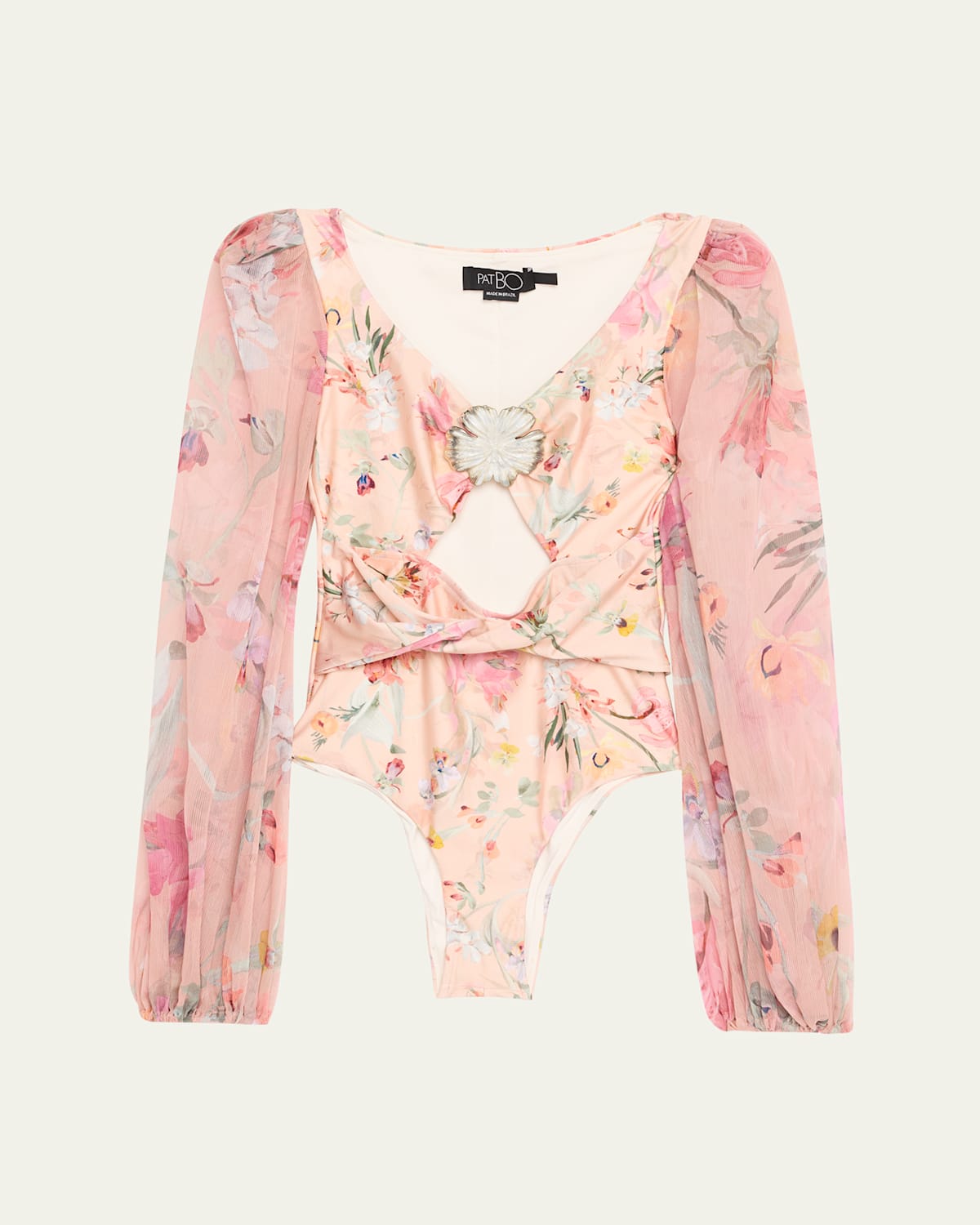 Lily Flower Long-Sleeve One-Piece Swimsuit