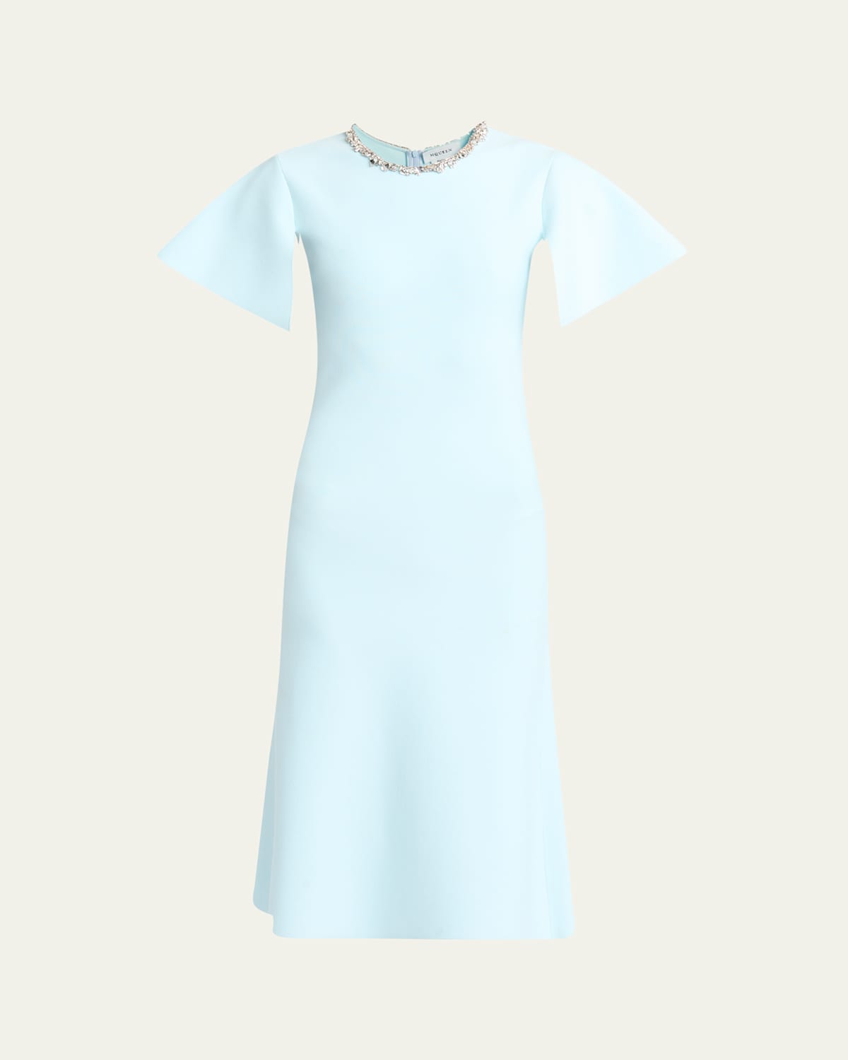 Alexander Mcqueen Crystal Neck Short-sleeve Knit Midi Dress