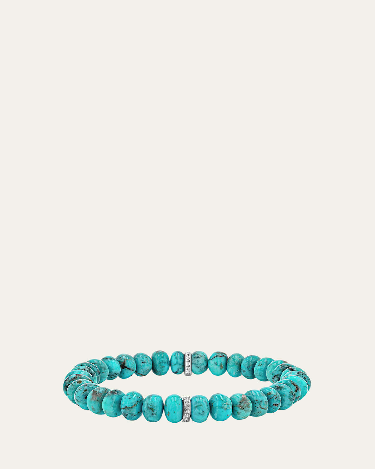 Turquoise 8mm Bead Bracelet with Diamond Rondelle