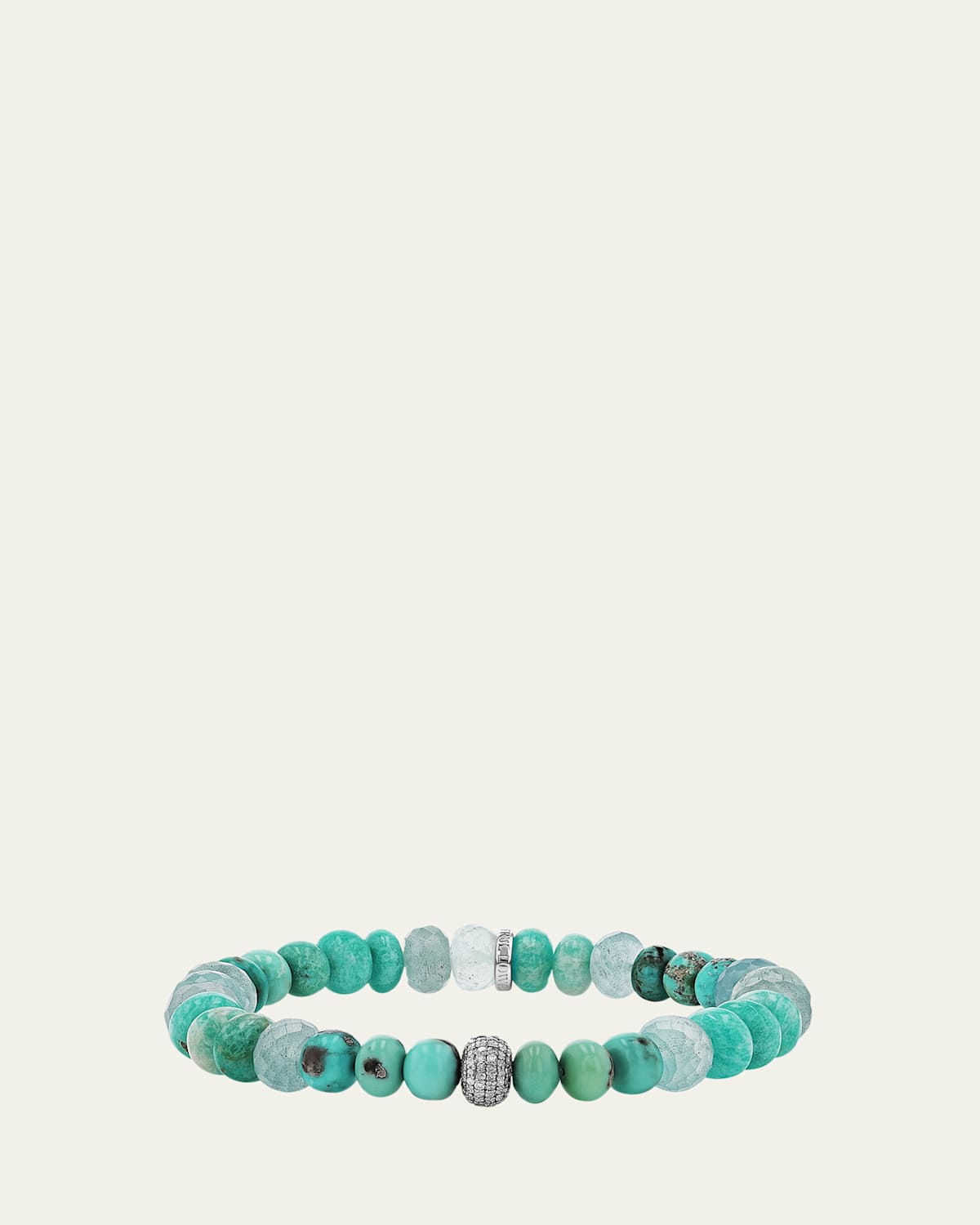 Blue Mix 8mm Bead Bracelet with Diamond Donut