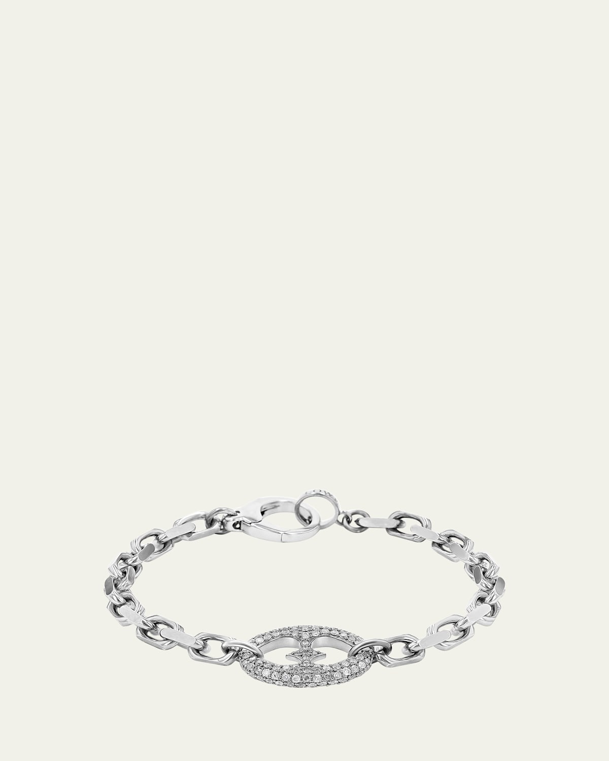 Puffy Heart Mariner Connector Bracelet with Diamonds