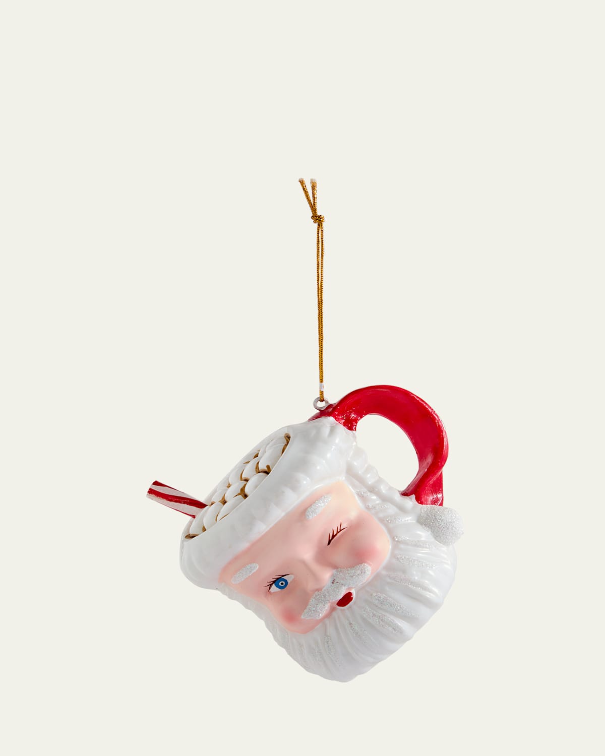 Cody Foster & Co Vintage Santa Mug Christmas Ornament In White