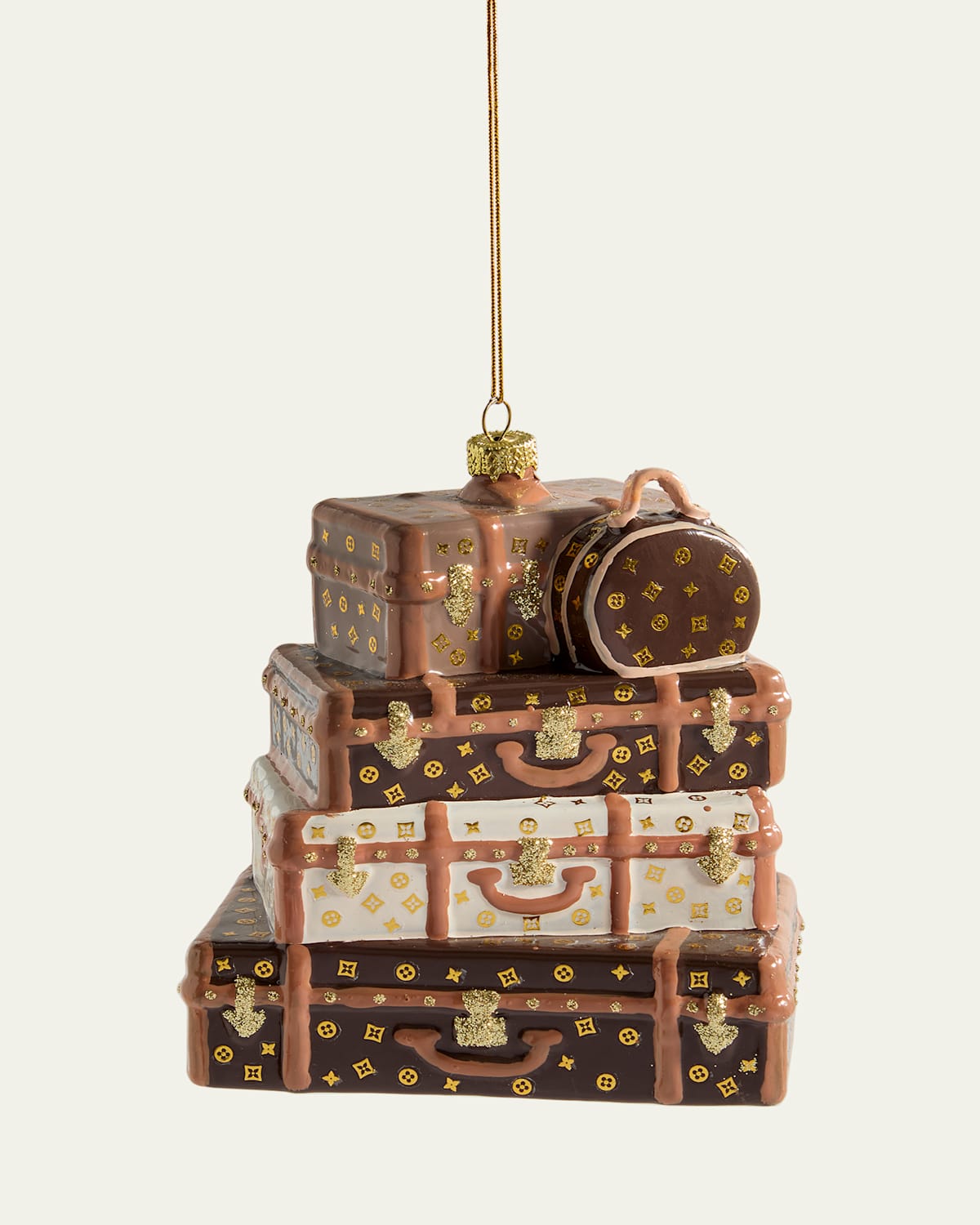Cody Foster & Co Stacked Luxury Luggage Christmas Ornament In Brown